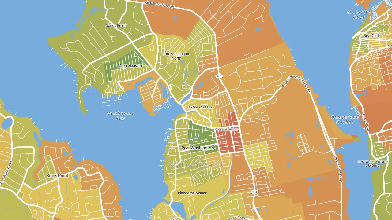 Baxter Estates, NY Map of Drug-Related Crime Rates