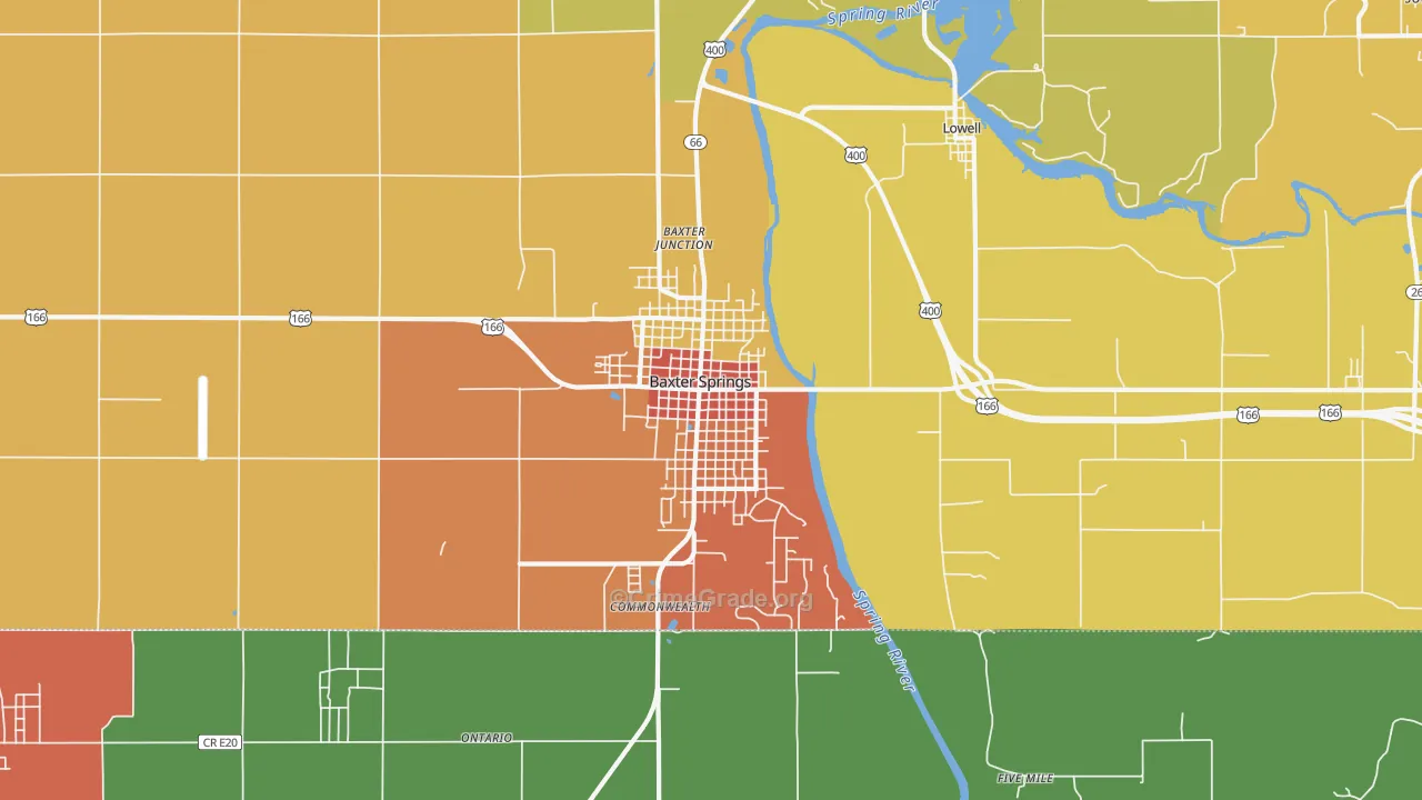 Baxter Springs, KS Map of Drug-Related Crime Rates