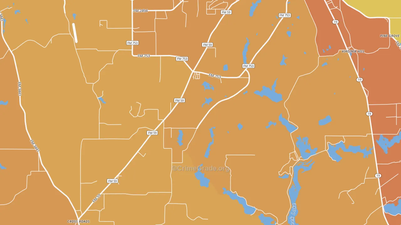 Baxter, TX Map of Drug-Related Crime Rates