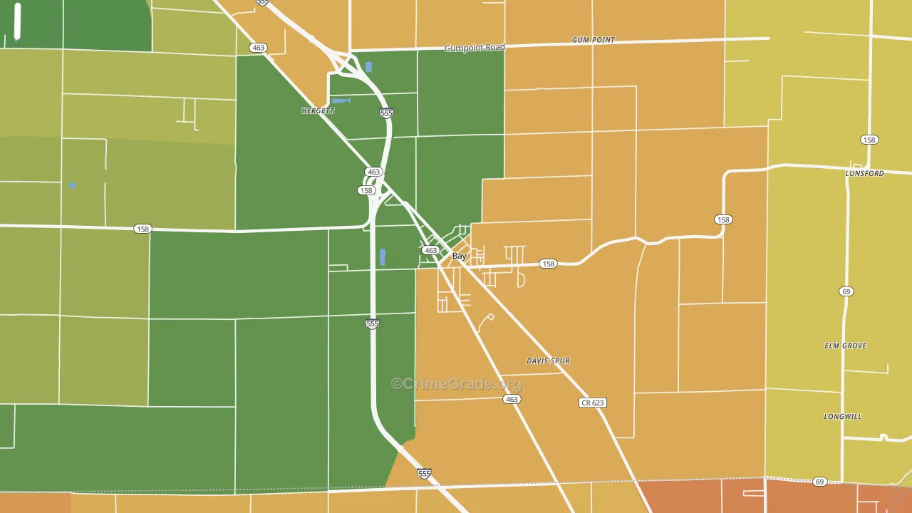 Bay, AR Map of Drug-Related Crime Rates