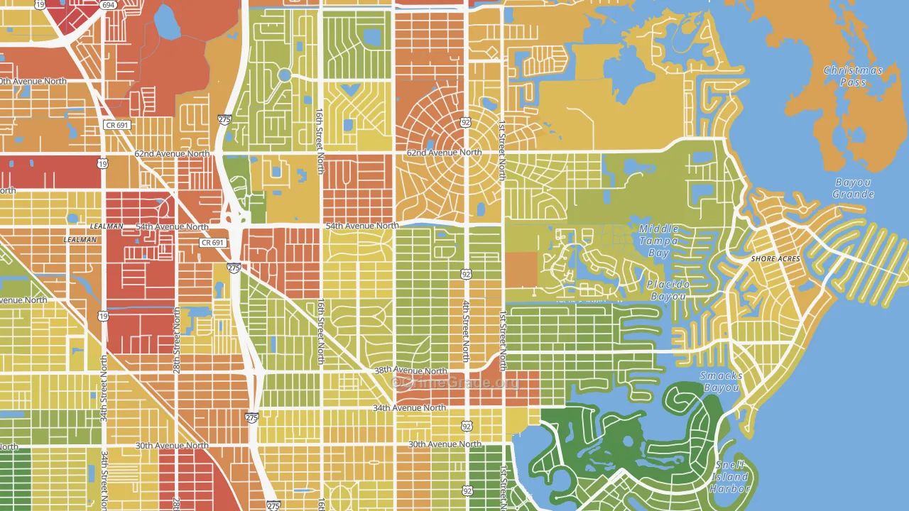 Bay Breeze Cove, St. Petersburg, FL Map of Drug-Related Crime Rates