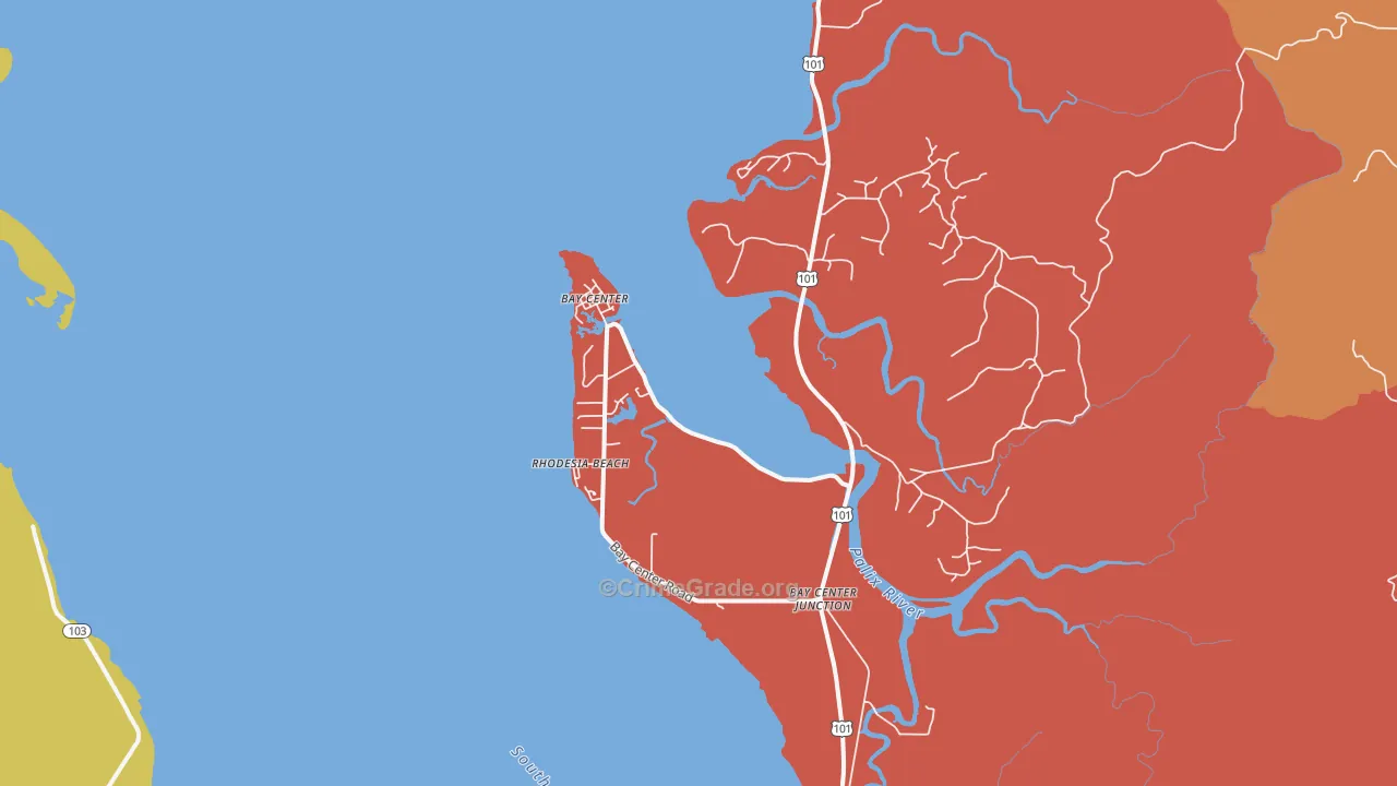 Bay Center, WA Map of Drug-Related Crime Rates