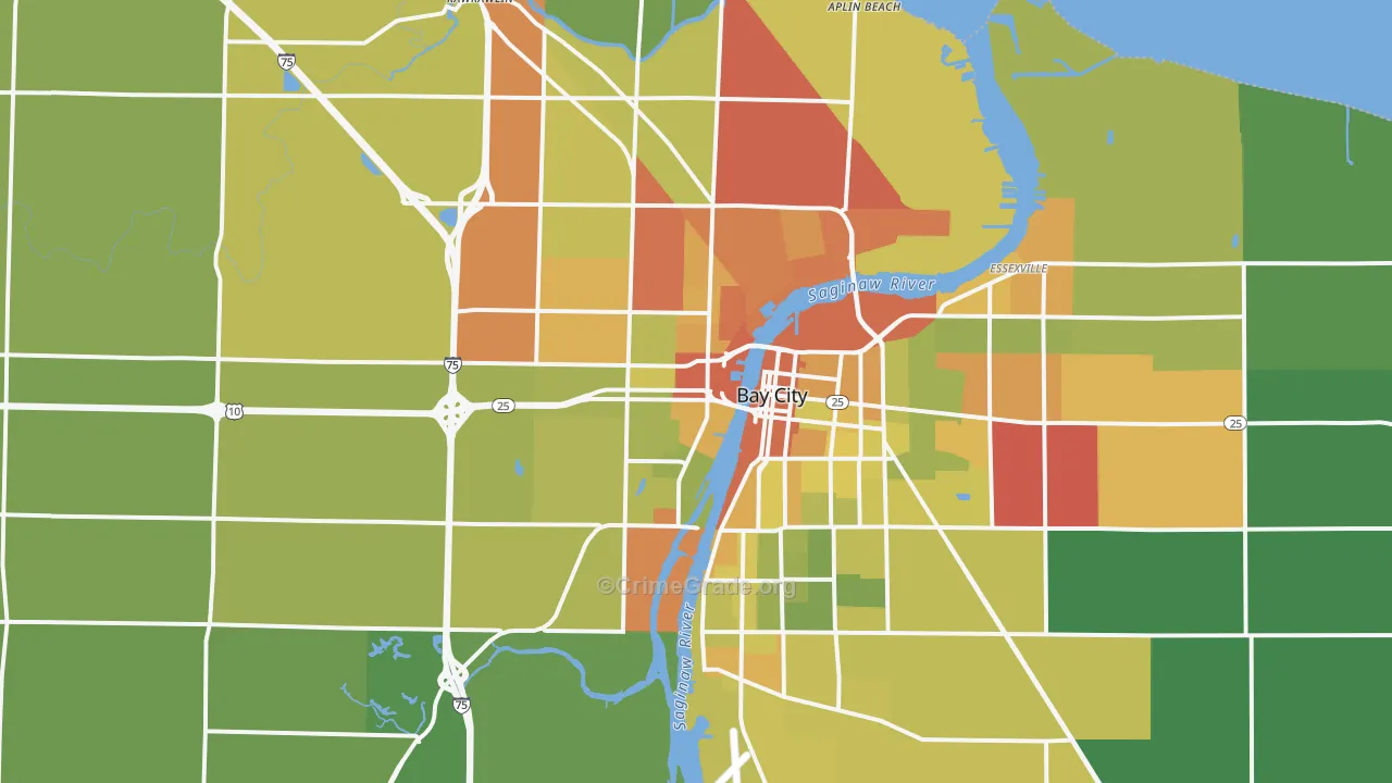 Bay City, MI Map of Drug-Related Crime Rates