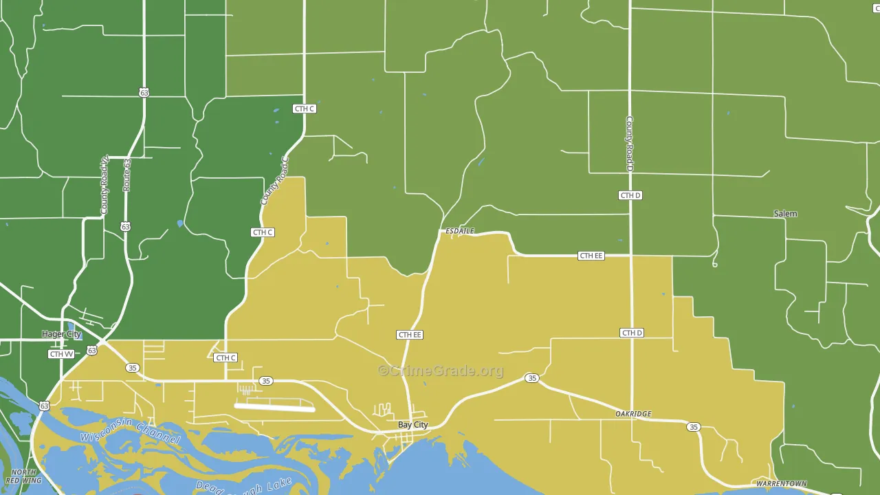 Bay City, WI Map of Drug-Related Crime Rates