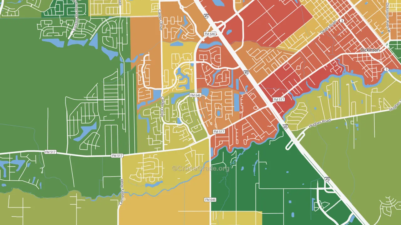 Bay Colony, League City, TX Map of Drug-Related Crime Rates