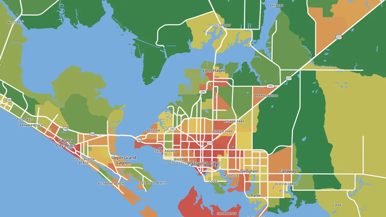 Bay County, FL Map of Drug-Related Crime Rates