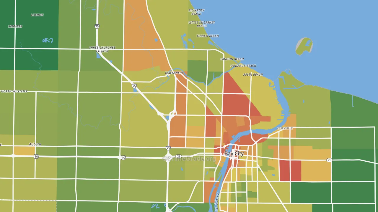 Bay County, MI Map of Drug-Related Crime Rates