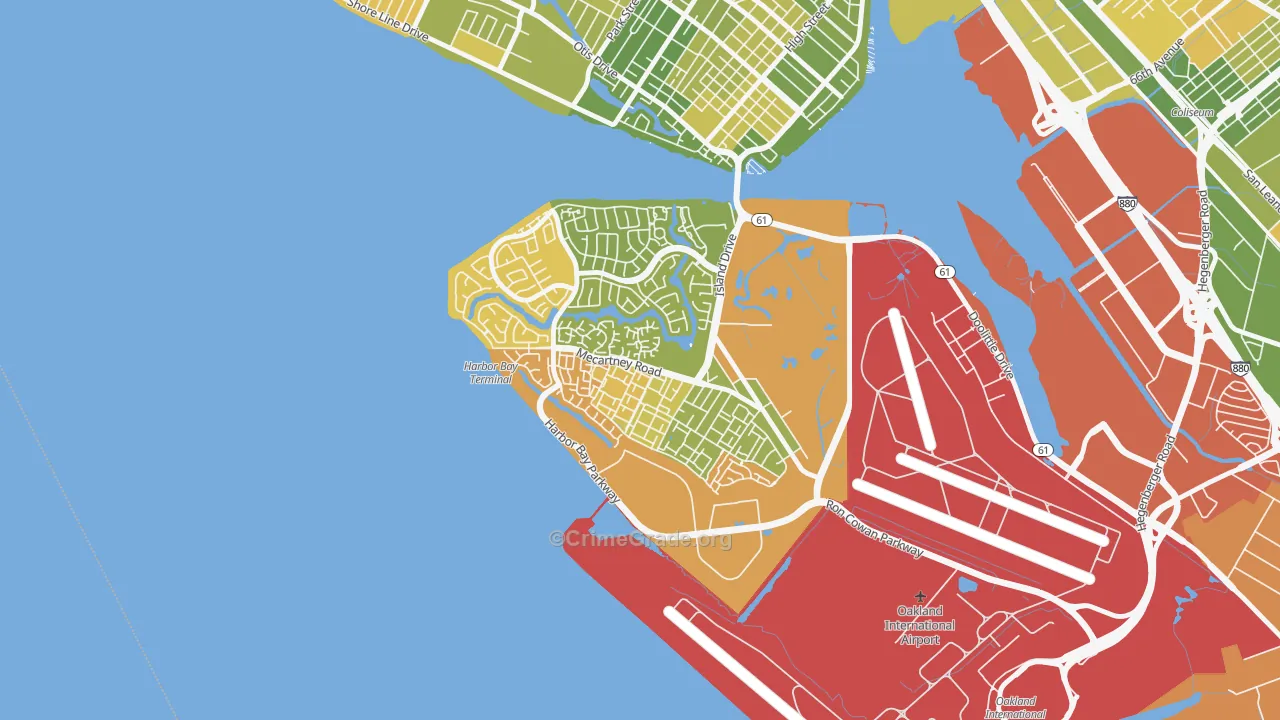 Bay Farm Island, Alameda, CA Map of Drug-Related Crime Rates