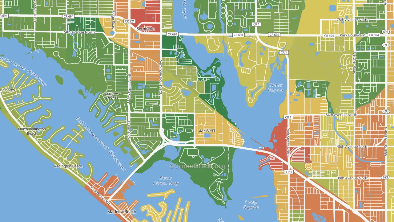 Bay Pines, FL Map of Drug-Related Crime Rates