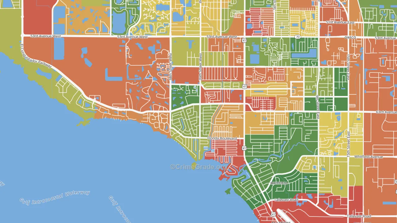 Bay Shore Gardens, Bayshore Gardens, FL Map of Drug-Related Crime Rates