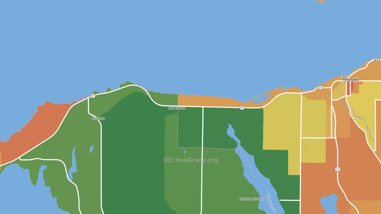 Bay Shore, MI Map of Drug-Related Crime Rates