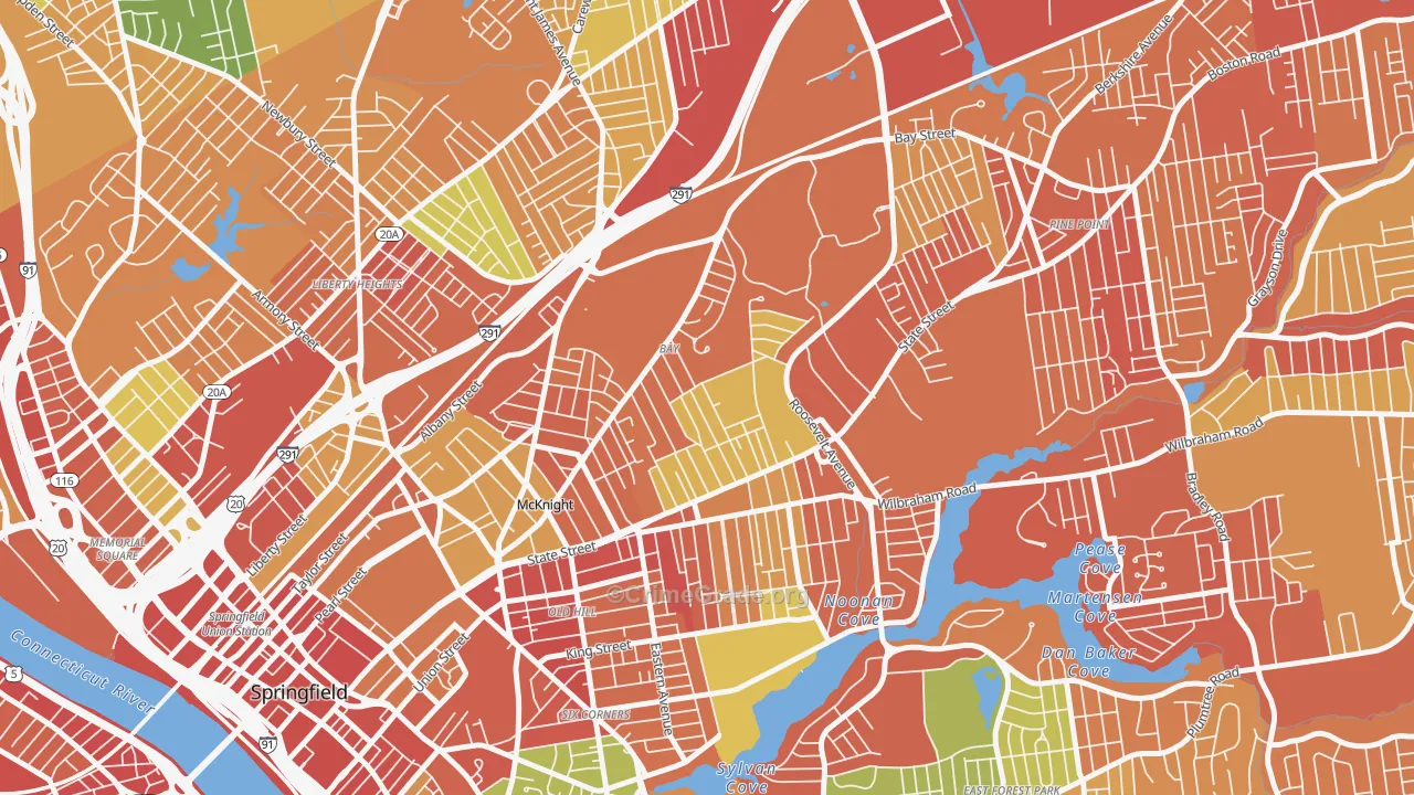 Bay, Springfield, MA Map of Drug-Related Crime Rates