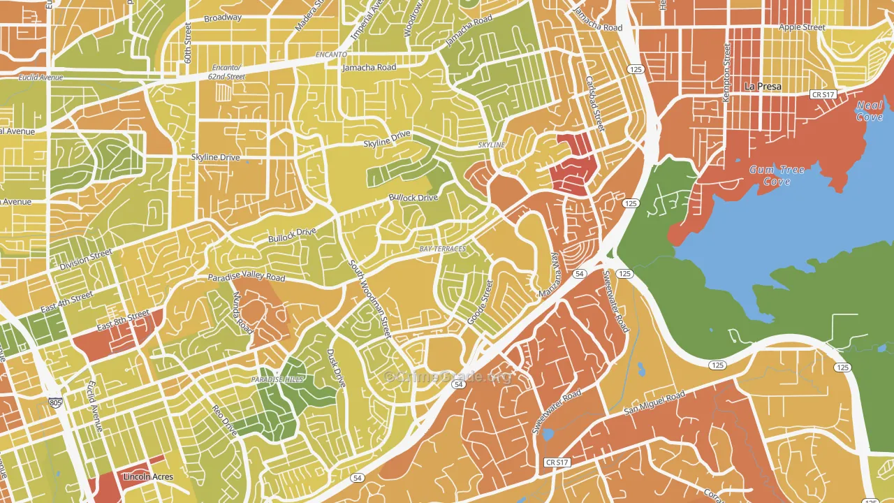 Bay Terraces, San Diego, CA Map of Drug-Related Crime Rates