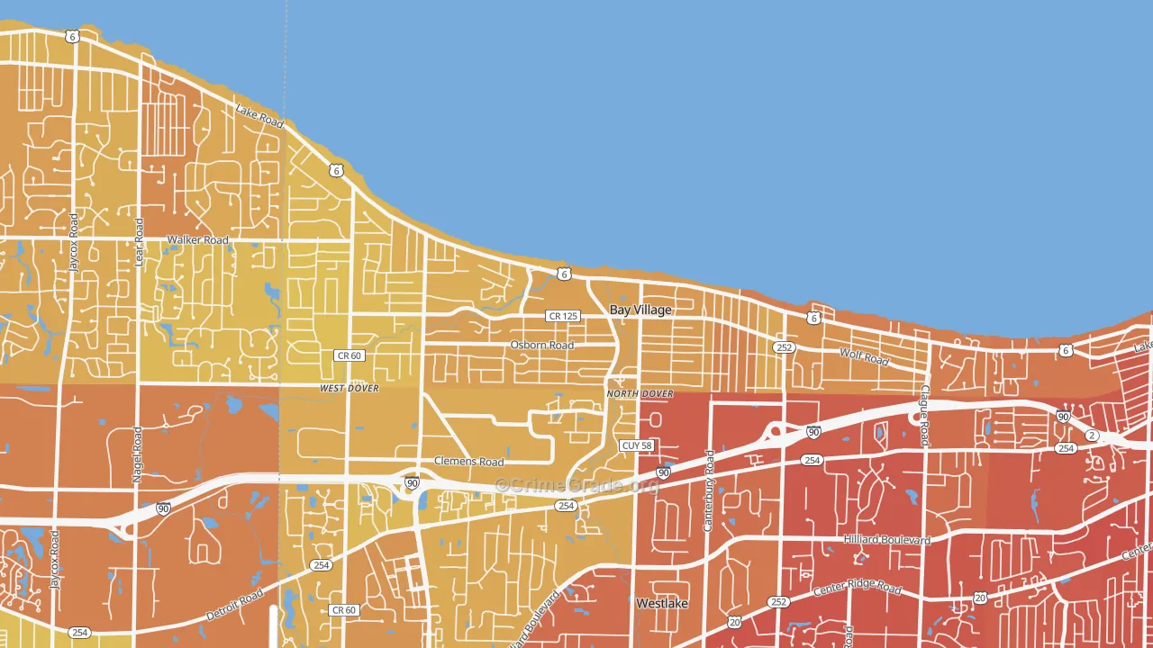 Bay Village, OH Map of Drug-Related Crime Rates
