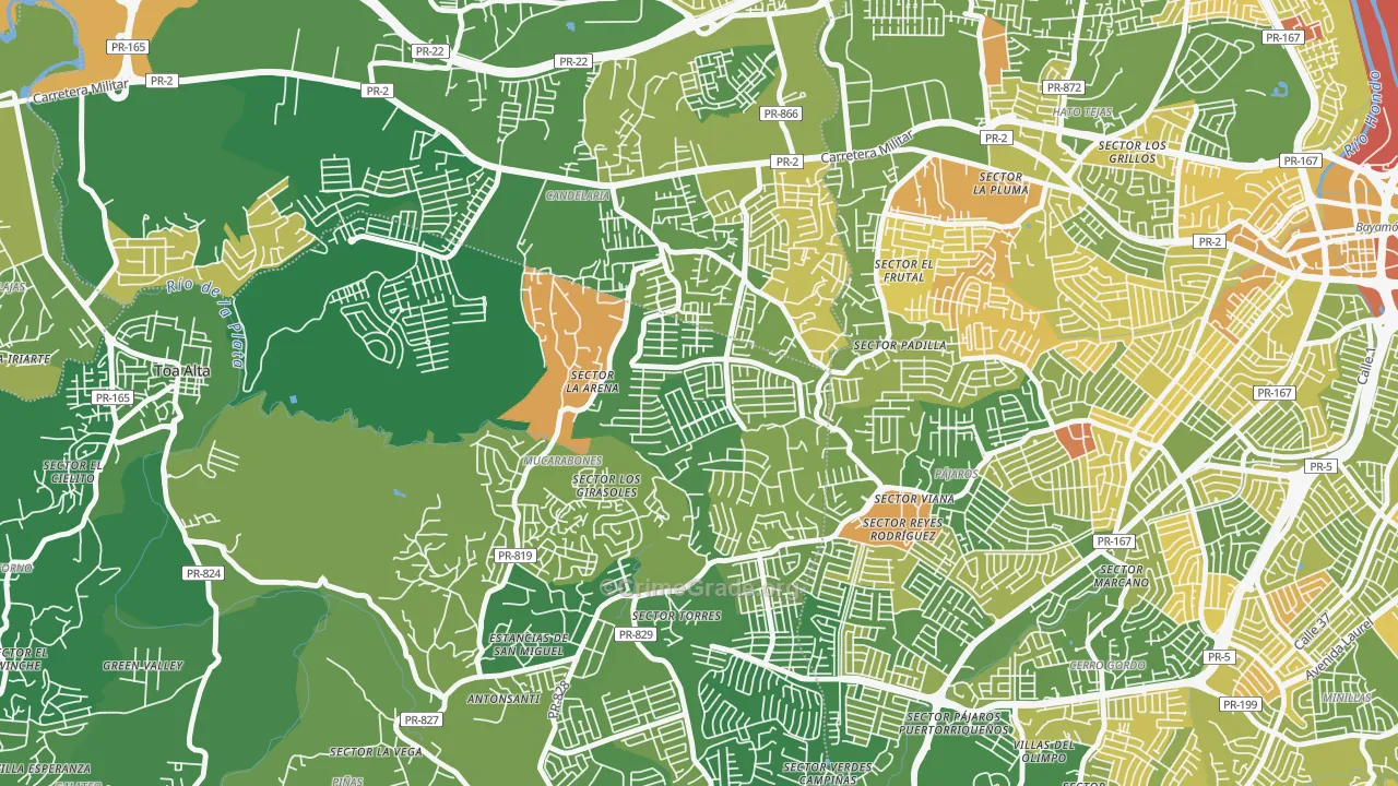 Bayamon Gardens, PR Map of Drug-Related Crime Rates