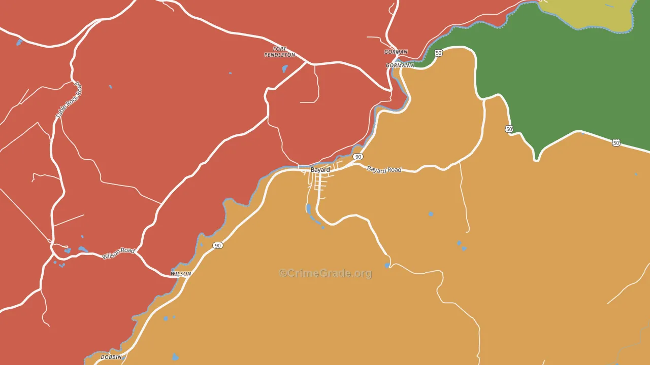 Bayard, WV Map of Drug-Related Crime Rates