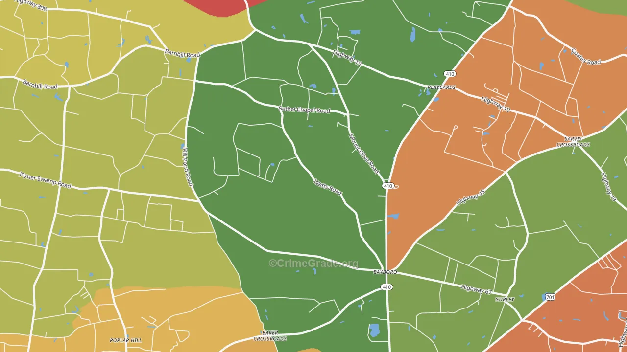 Bayboro, SC Map of Drug-Related Crime Rates