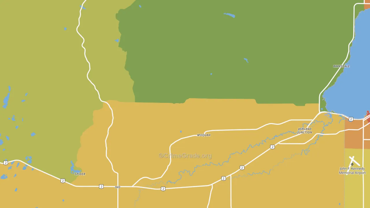 Bayfield County, WI Map of Drug-Related Crime Rates