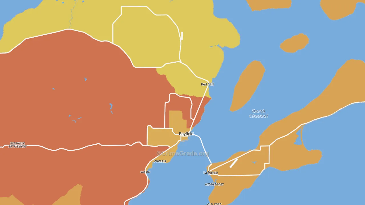 Bayfield, WI Map of Drug-Related Crime Rates