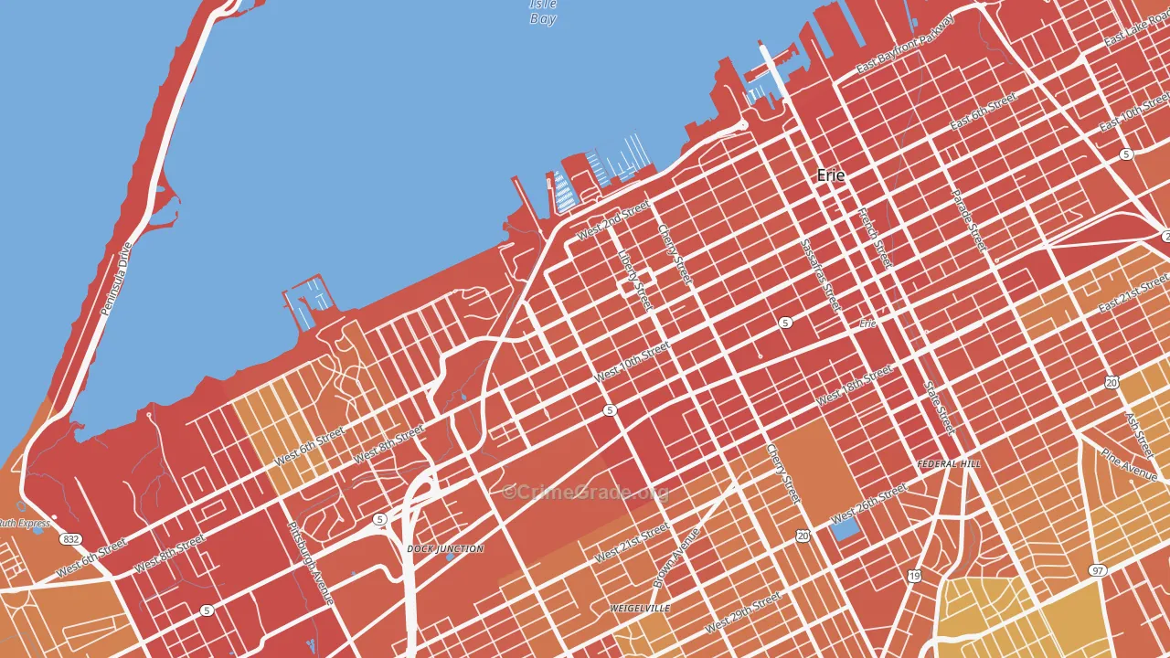 Bayfront, Erie, PA Map of Drug-Related Crime Rates