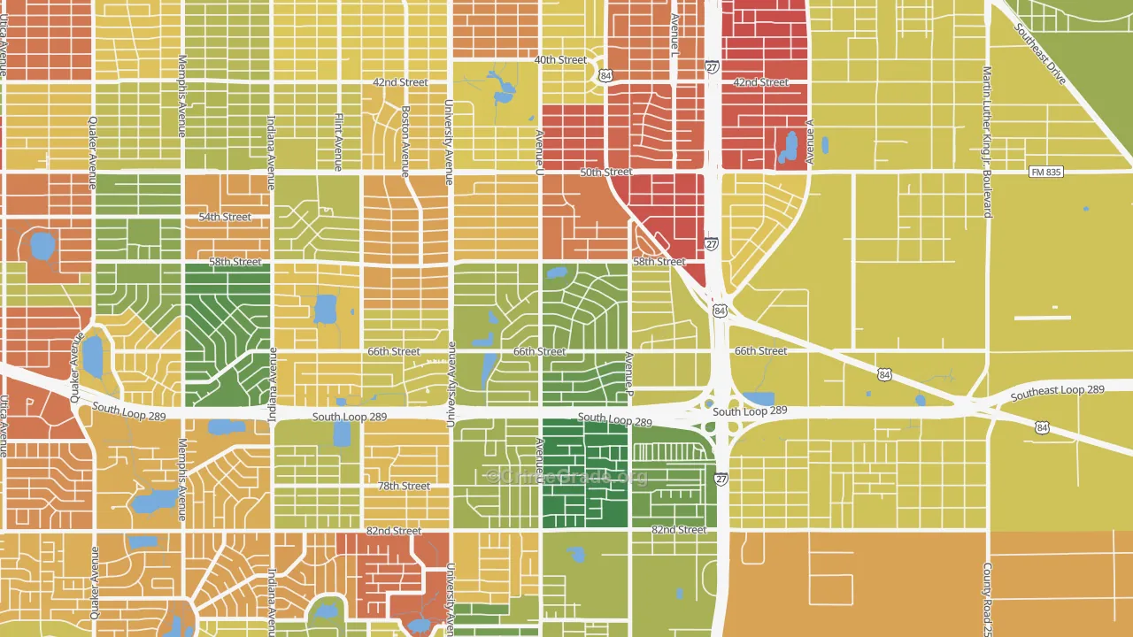 Bayless Atkins, Lubbock, TX Map of Drug-Related Crime Rates