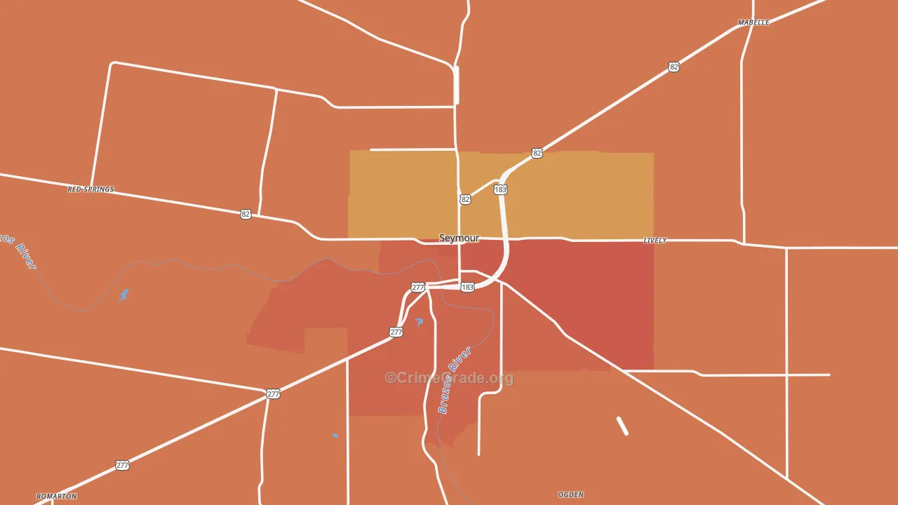 Baylor County, TX Map of Drug-Related Crime Rates