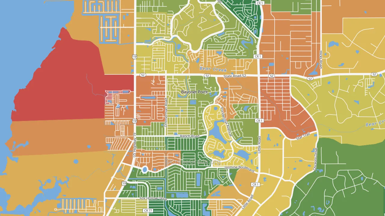 Bayonet Point, FL Map of Drug-Related Crime Rates
