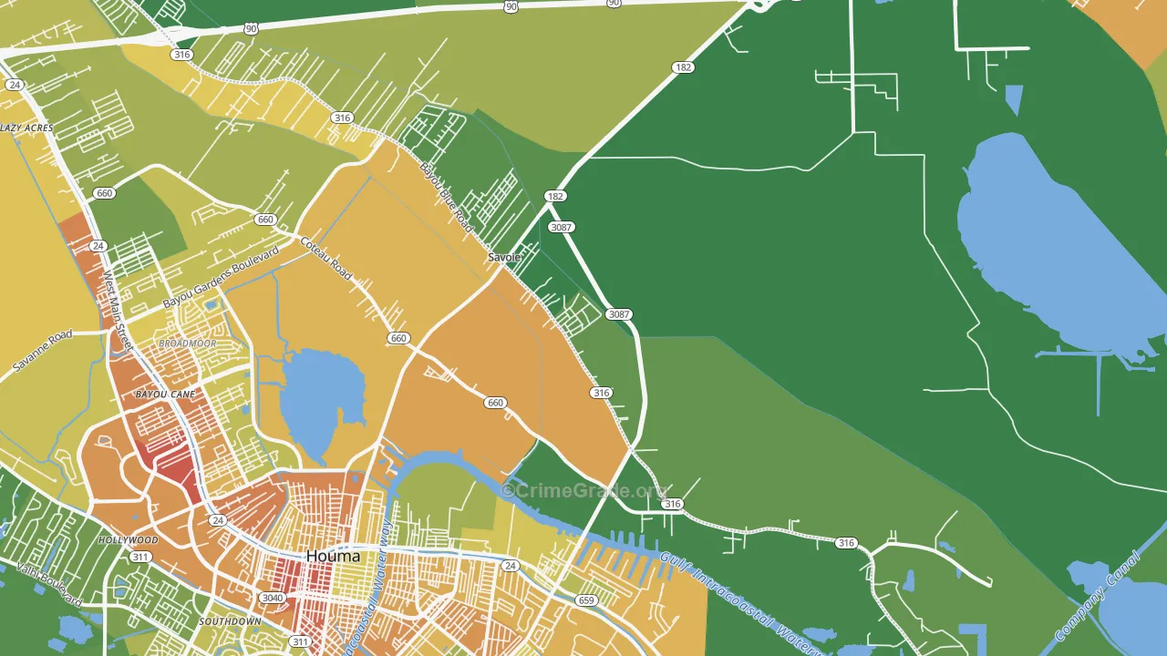Bayou Blue, LA Map of Drug-Related Crime Rates
