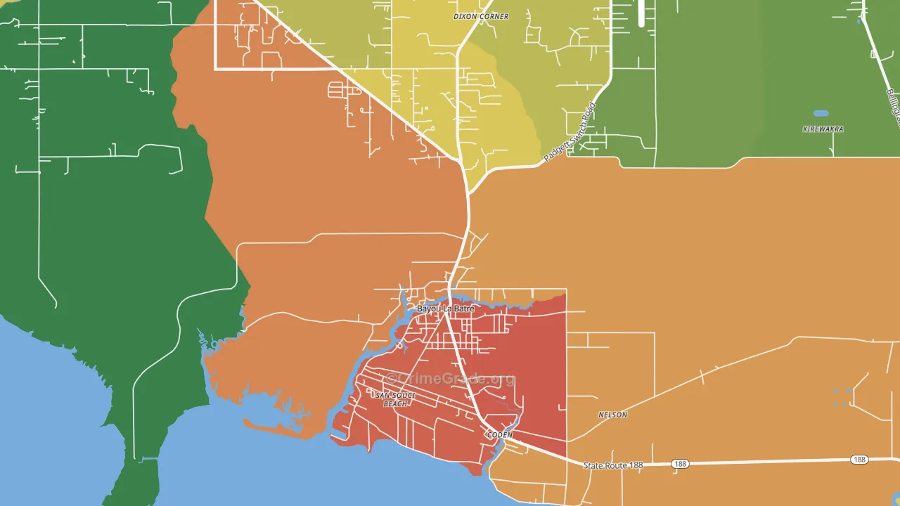 Bayou La Batre, AL Map of Drug-Related Crime Rates