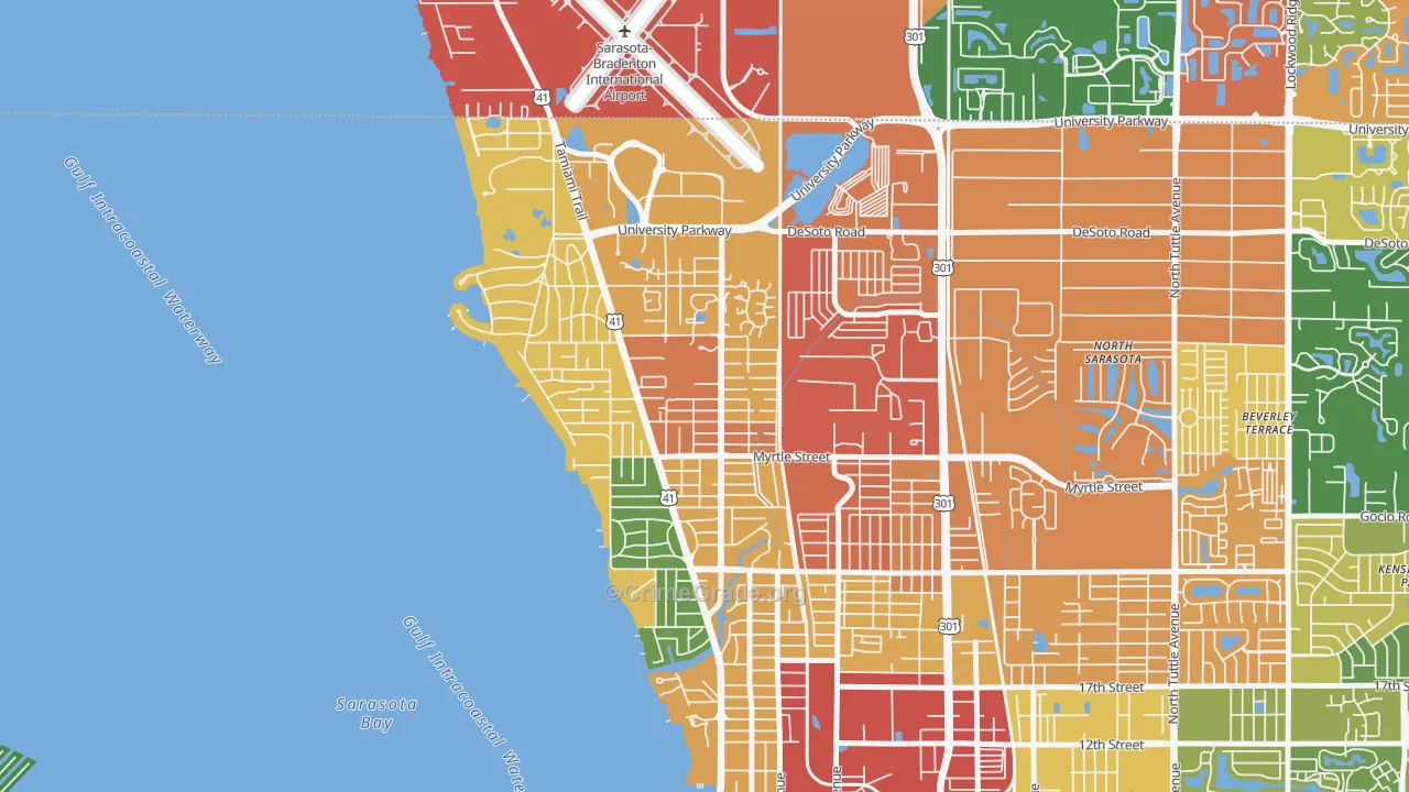 Bayou Oaks, Sarasota, FL Map of Drug-Related Crime Rates