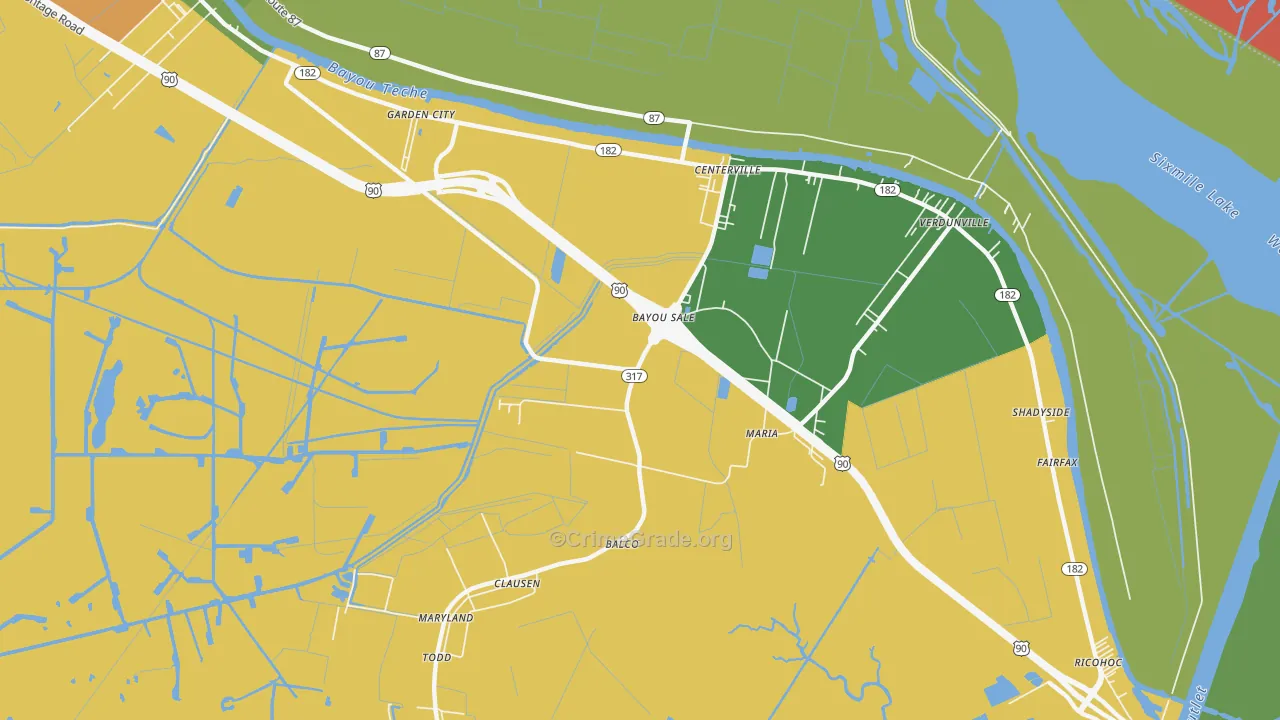 Bayou Sale, LA Map of Drug-Related Crime Rates