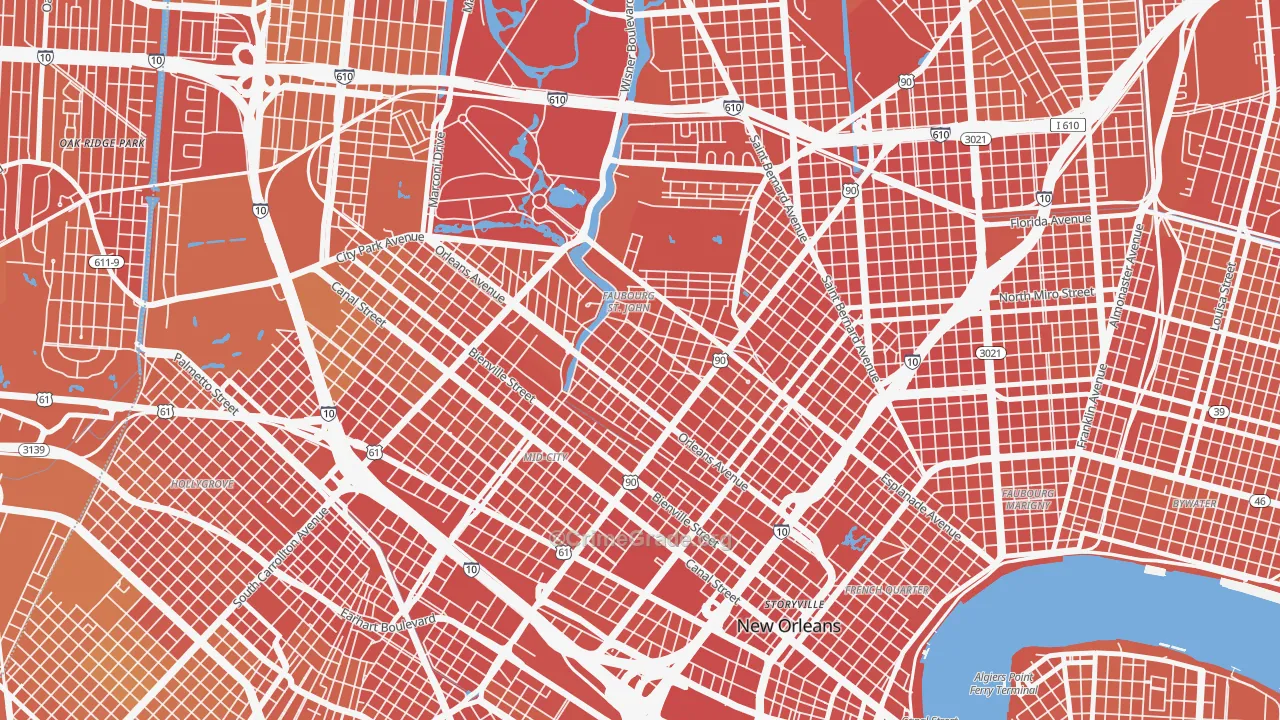Bayou St John, New Orleans, LA Map of Drug-Related Crime Rates
