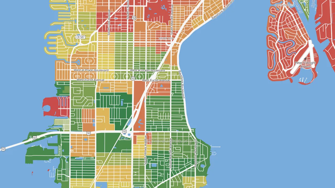 Bayshore Beautiful, Tampa, FL Map of Drug-Related Crime Rates