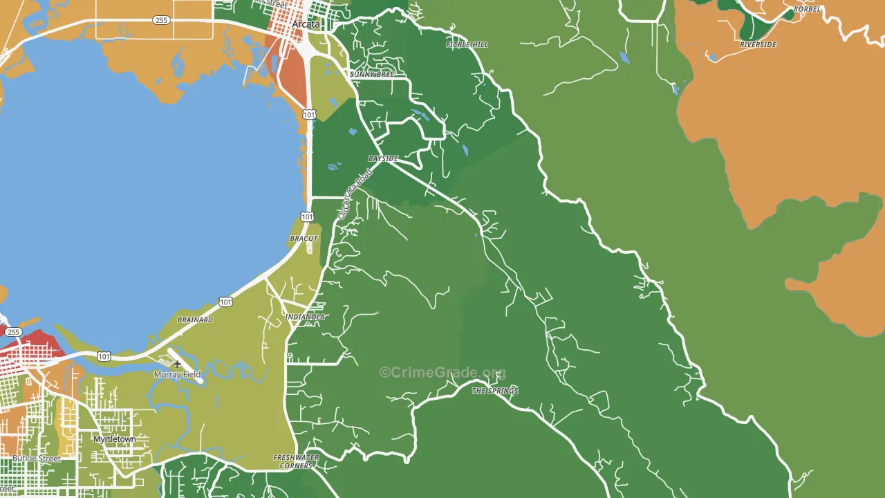 Bayside, CA Map of Drug-Related Crime Rates