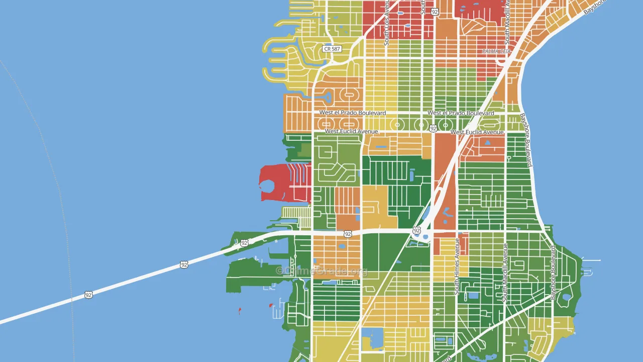 Bayside West, Tampa, FL Map of Drug-Related Crime Rates