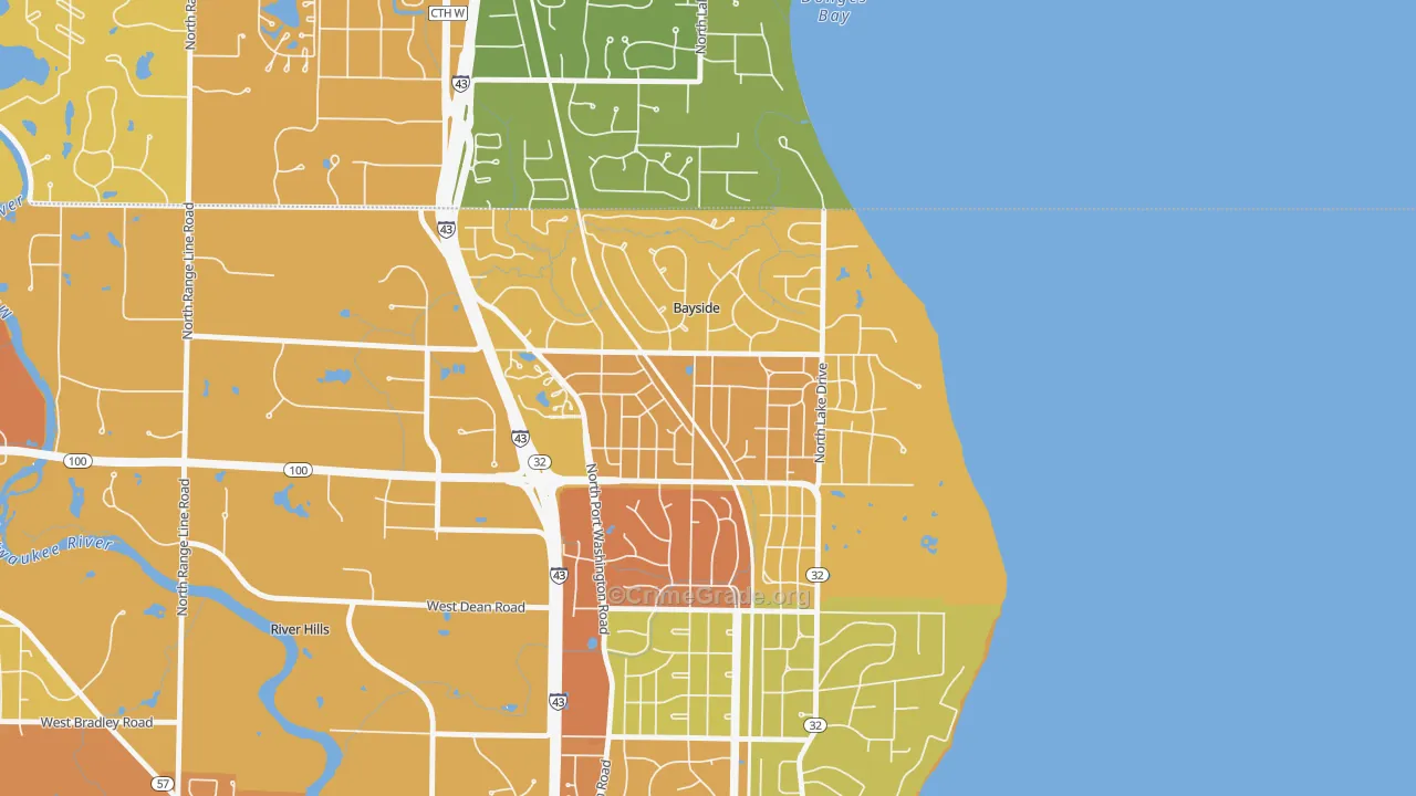 Bayside, WI Map of Drug-Related Crime Rates