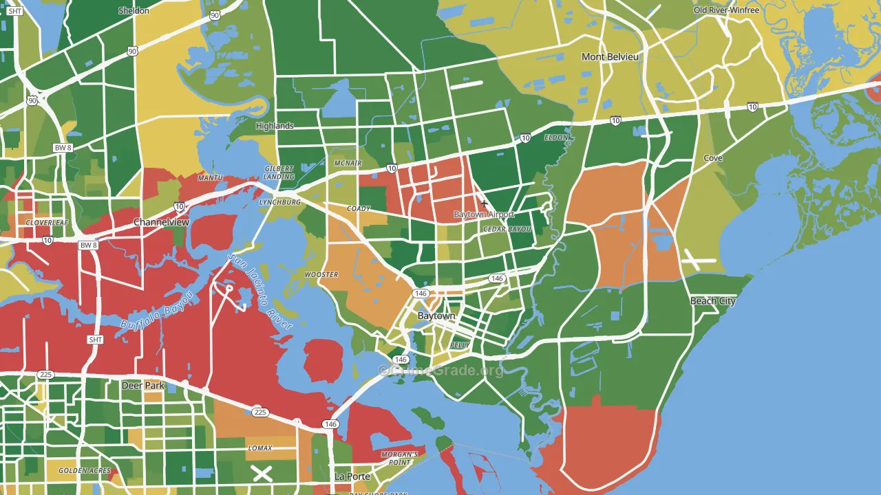 Baytown, TX Map of Drug-Related Crime Rates
