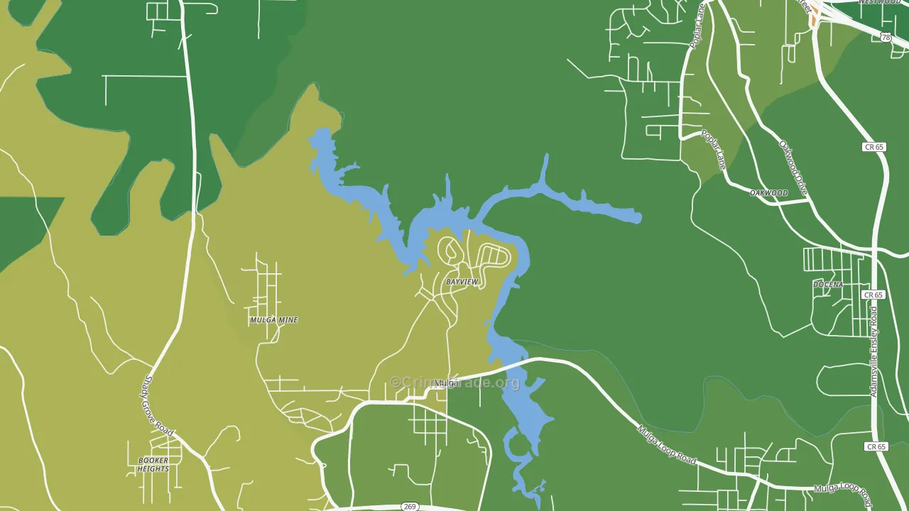 Bayview, AL Map of Drug-Related Crime Rates