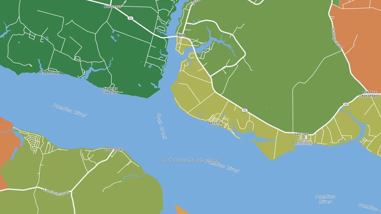 Bayview, NC Map of Drug-Related Crime Rates