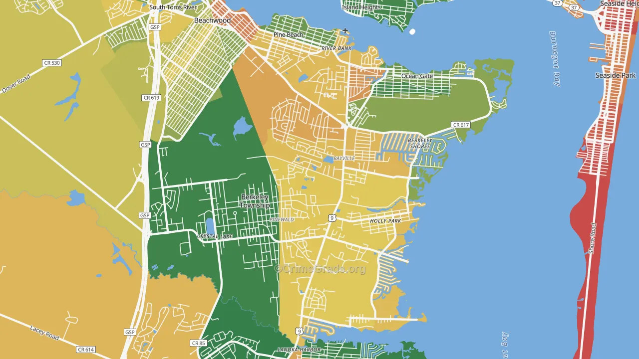 Bayville, NJ Map of Drug-Related Crime Rates