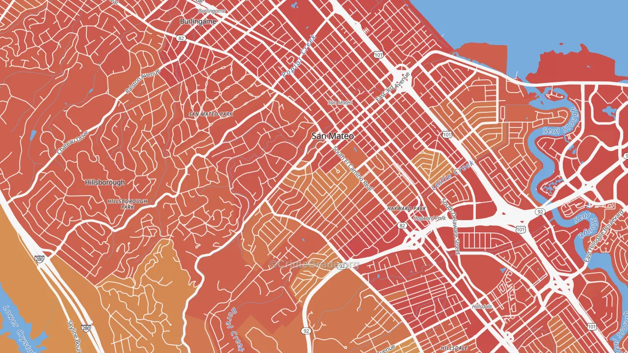 Baywood-Aragon, San Mateo, CA Map of Drug-Related Crime Rates