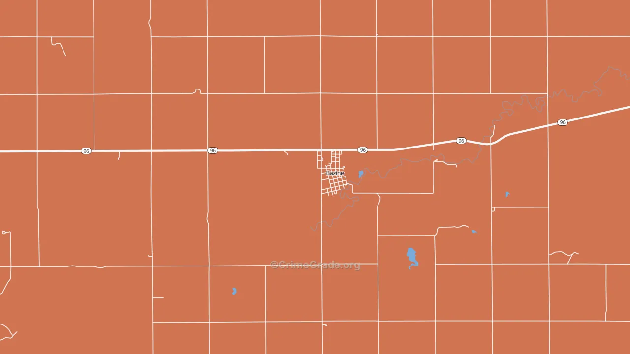 Bazine, KS Map of Drug-Related Crime Rates