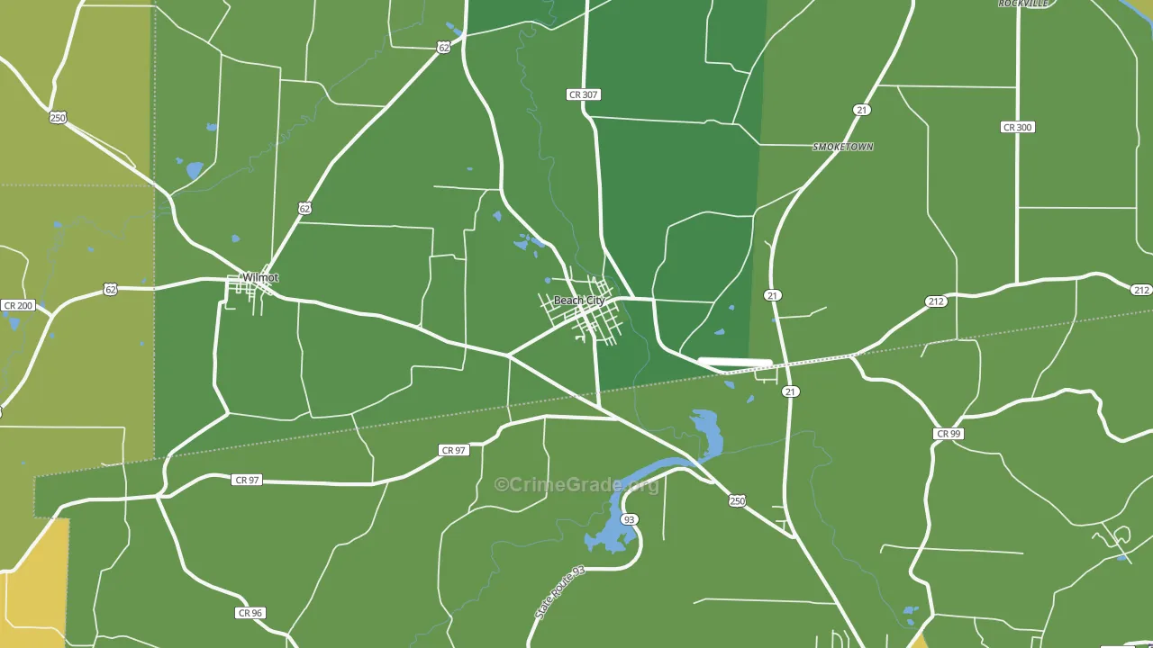 Beach City, OH Map of Drug-Related Crime Rates