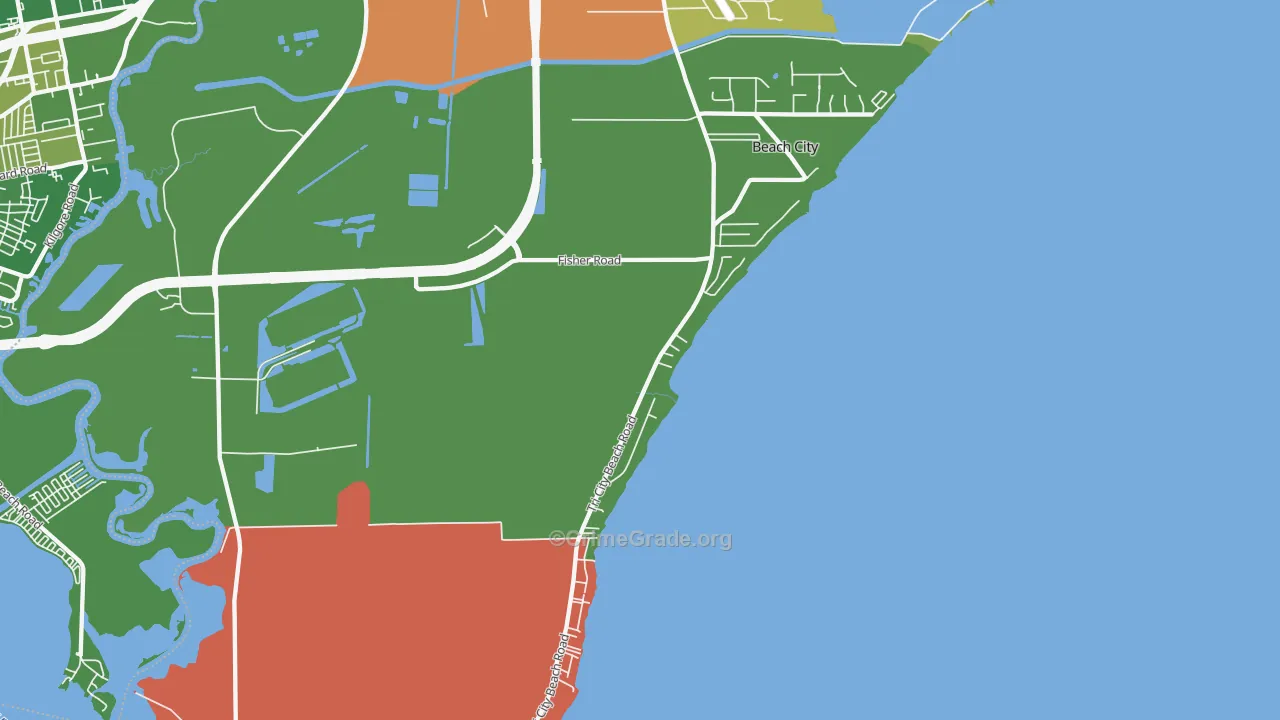 Beach City, TX Map of Drug-Related Crime Rates