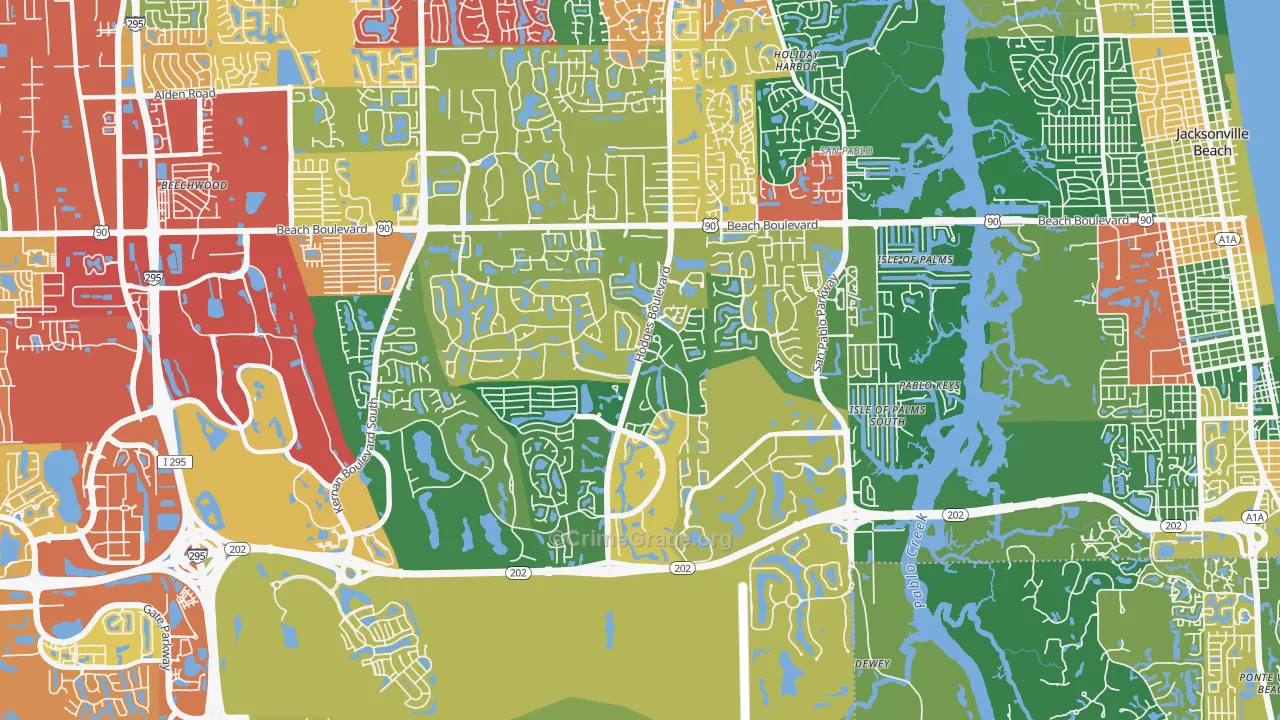 Beach Haven, Jacksonville, FL Map of Drug-Related Crime Rates