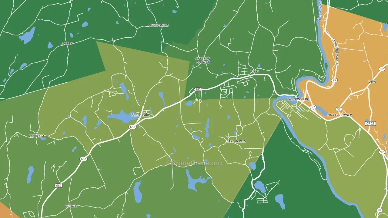 Beach Lake, PA Map of Drug-Related Crime Rates