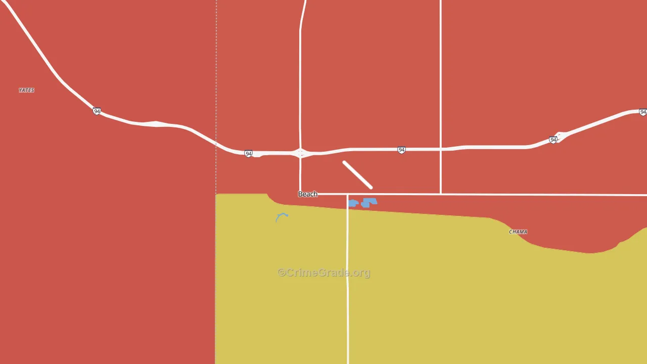 Beach, ND Map of Drug-Related Crime Rates