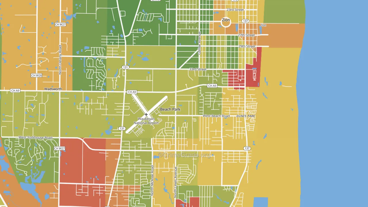 Beach Park, IL Map of Drug-Related Crime Rates