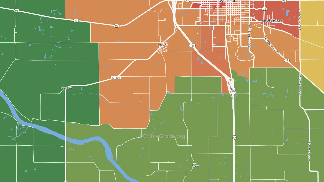 Beacon, IA Map of Drug-Related Crime Rates