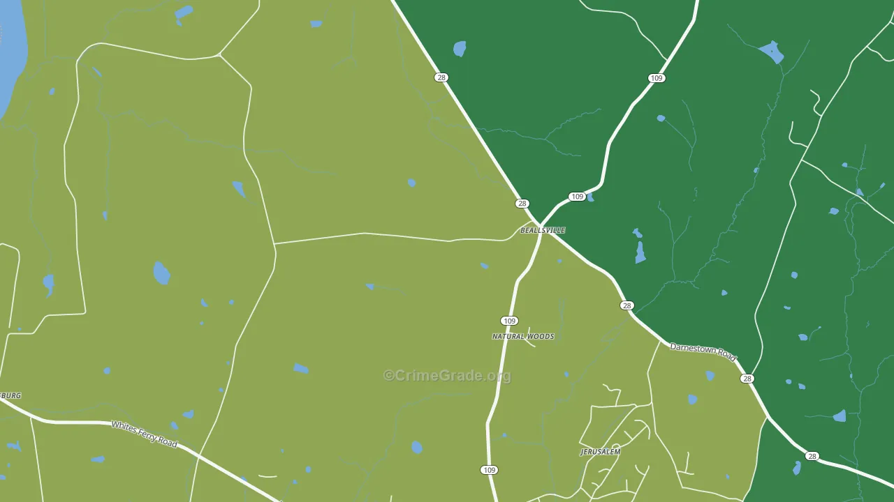 Beallsville, MD Map of Drug-Related Crime Rates